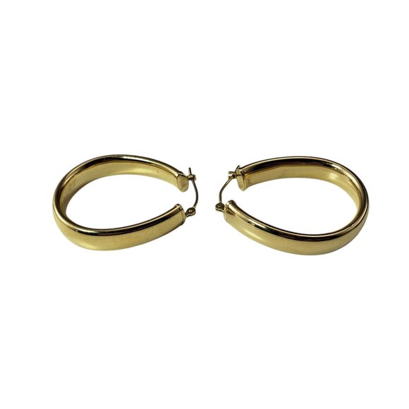 14 Karat Yellow Gold Oval Hoop Earrings #19758 - Picture 4 of 7
